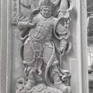 漳州 芝麻灰花岗岩人物雕刻——多闻天王