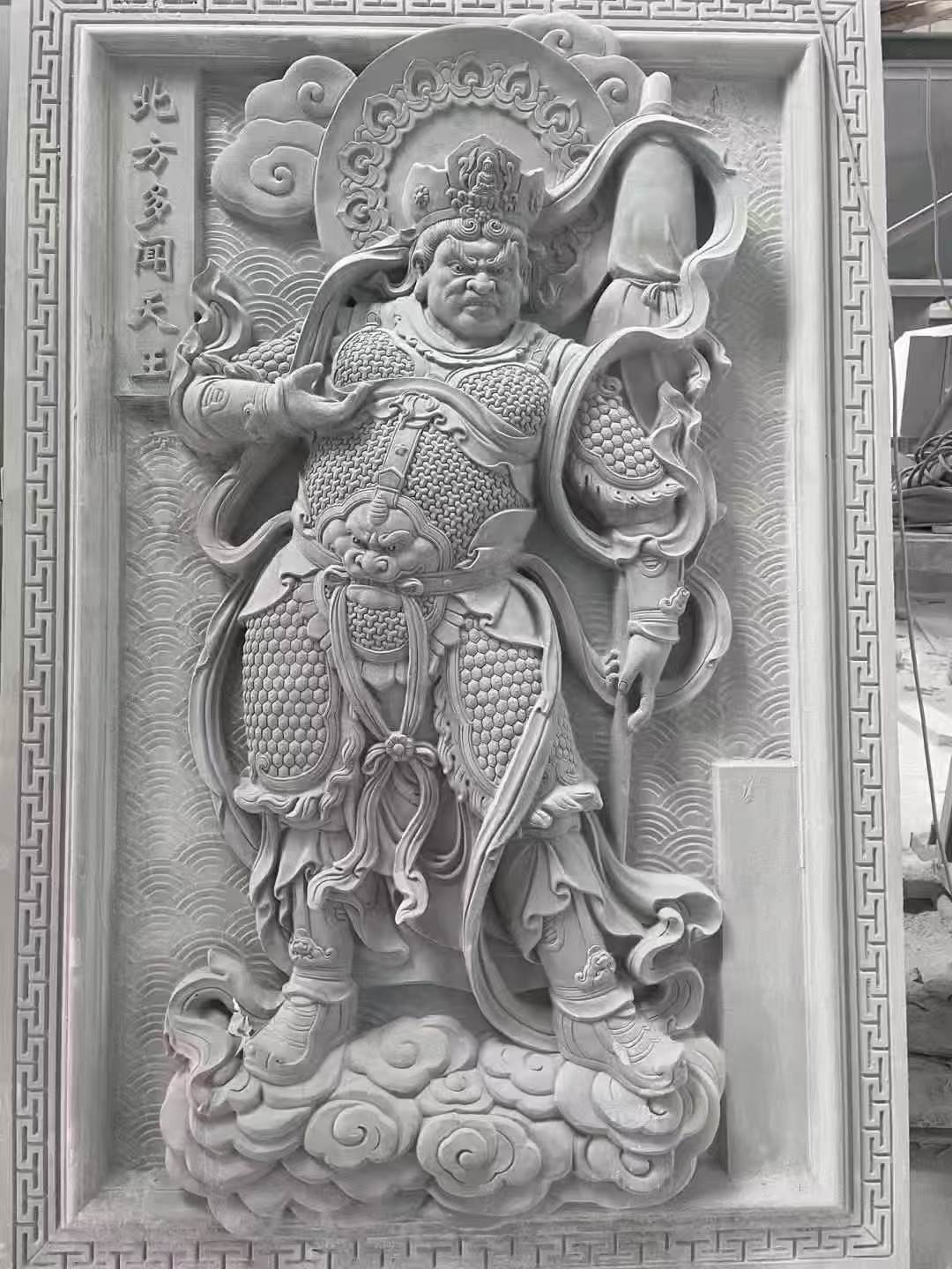 漳州 芝麻灰花岗岩人物雕刻——多闻天王